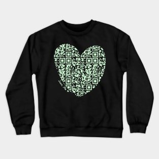 Pastel Green Rick Astley Rickroll QR Code Heart Art Crewneck Sweatshirt